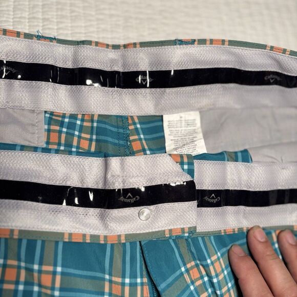 Men’s Callaway Golf Shorts Plaid 42 Green Orange - Picture 3 of 8
